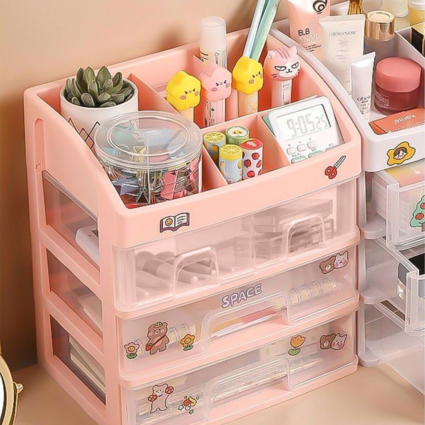 Cosmetic Organizer Box for Desk Drawer Makeup Storage Case
