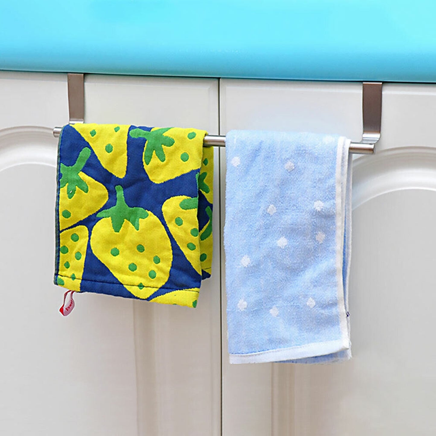 Over Door Tea Towel Rack Bathroom Rail Cupboard Hanger Hook