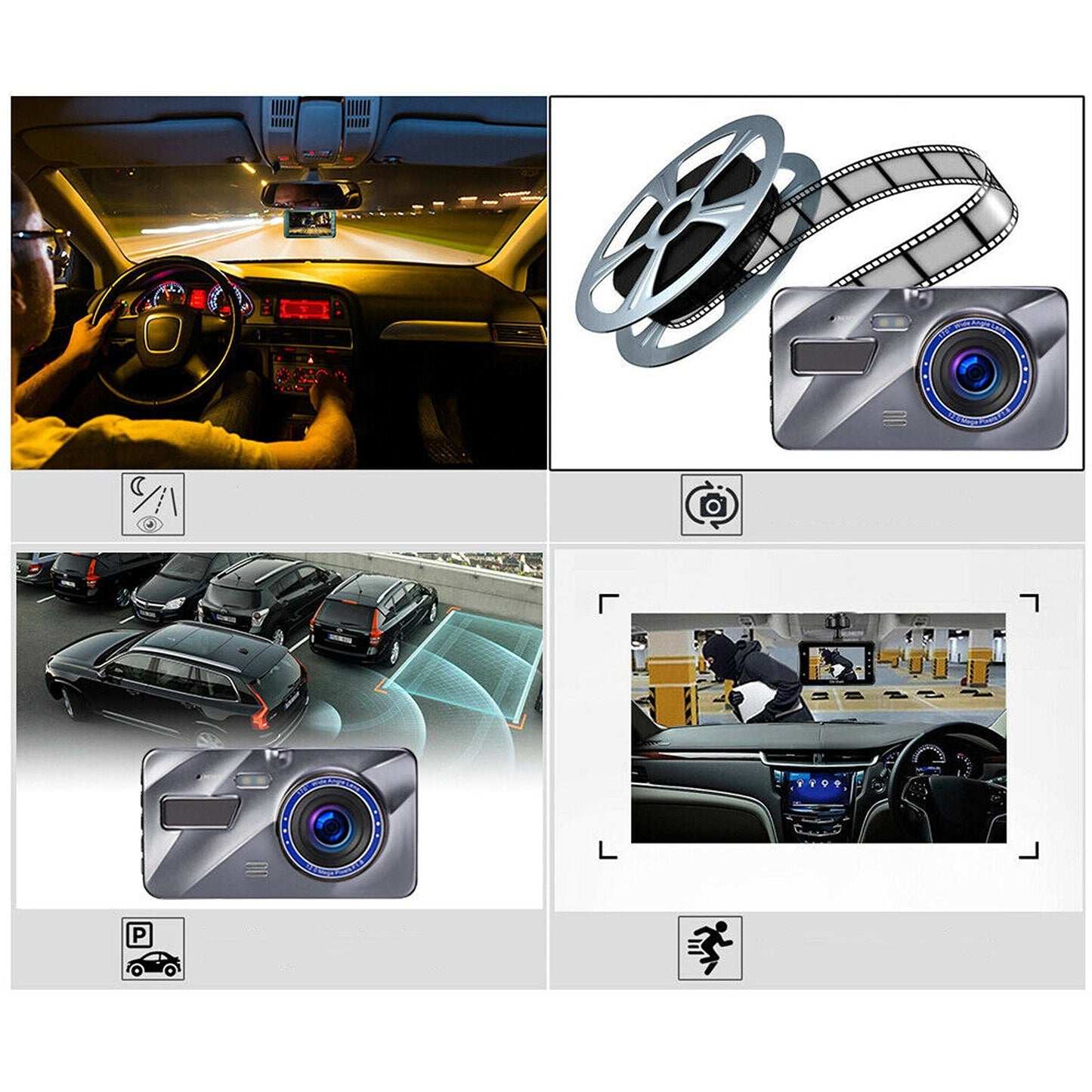 4in Screen Dual Lens 1080P HD Car DVR Dash Camera