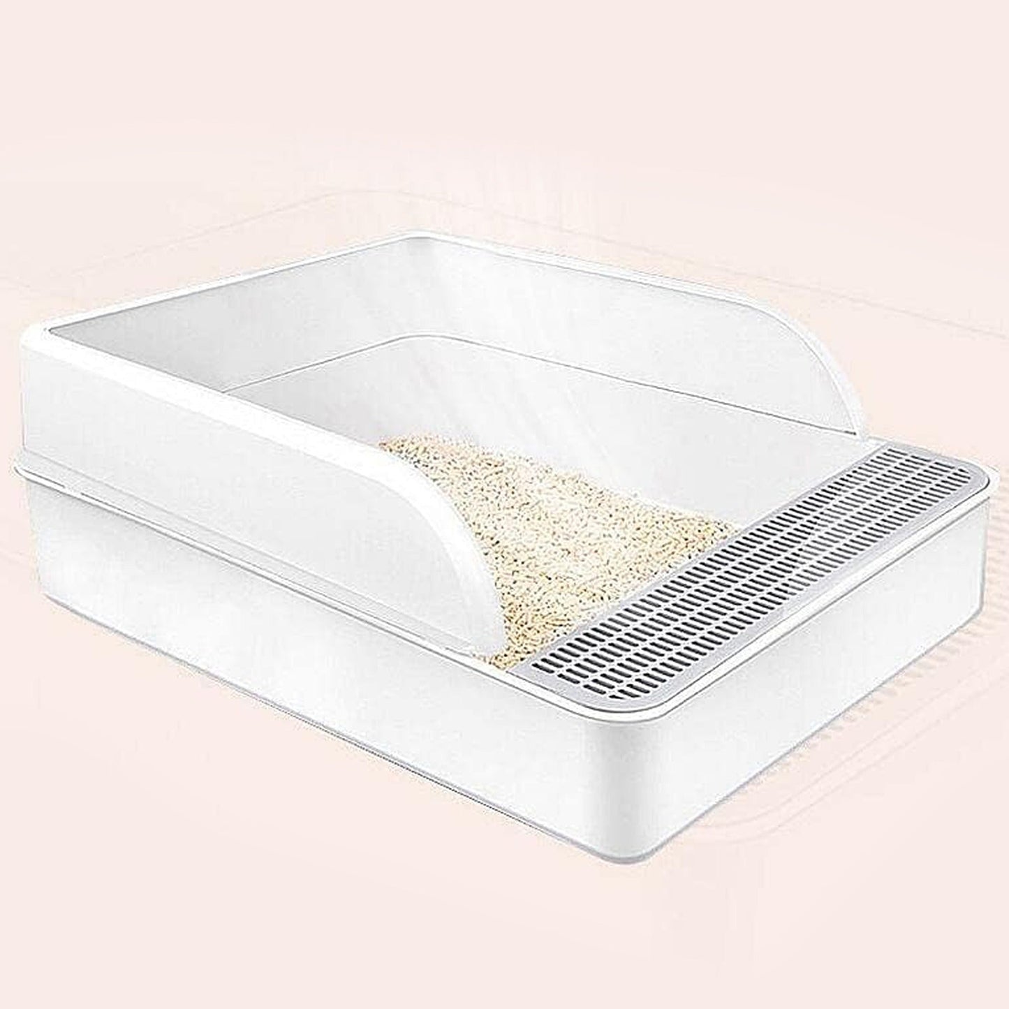 Cat Litter Box with Large Entry and Splash Guard Open Kitty Toilet Tray