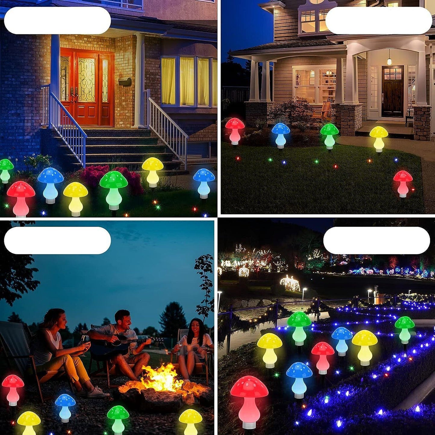 RYB LED Solar Mushroom Fairy Lights for Outdoor Yard Decoration