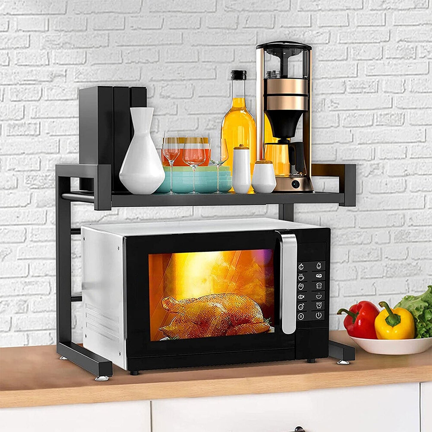 Organizational Shelf for Microwave Ovens Steel Kitchen Rack