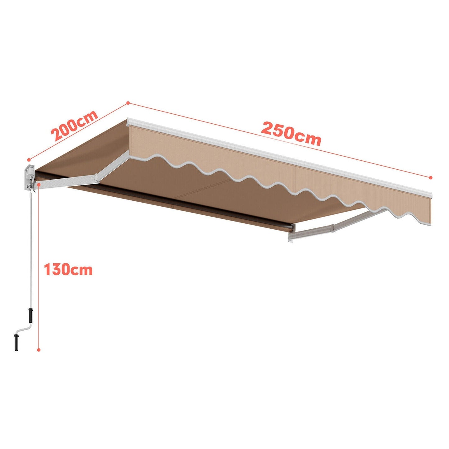 Manual Outdoor Sunshade Canopy Awning with Retractable Folding Arm