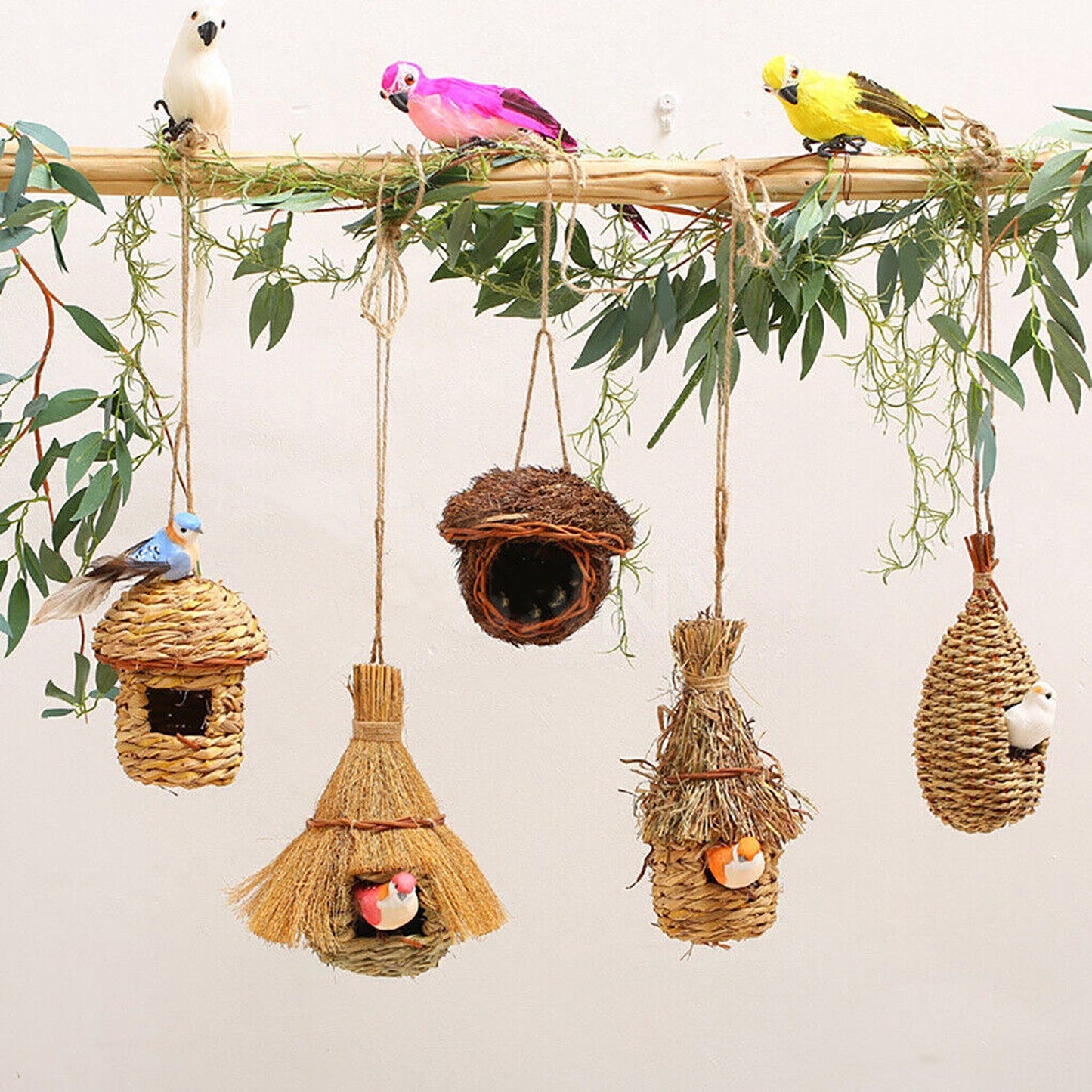 5pcs Grass Weave Canary Bird Nest Breeding Bed Box House