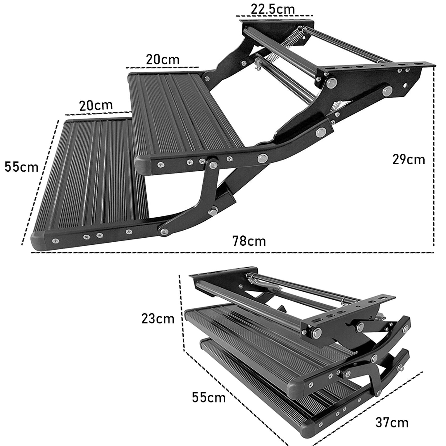 Double Step Folding Caravan Trailer Aluminum Pull Out RV Single Step
