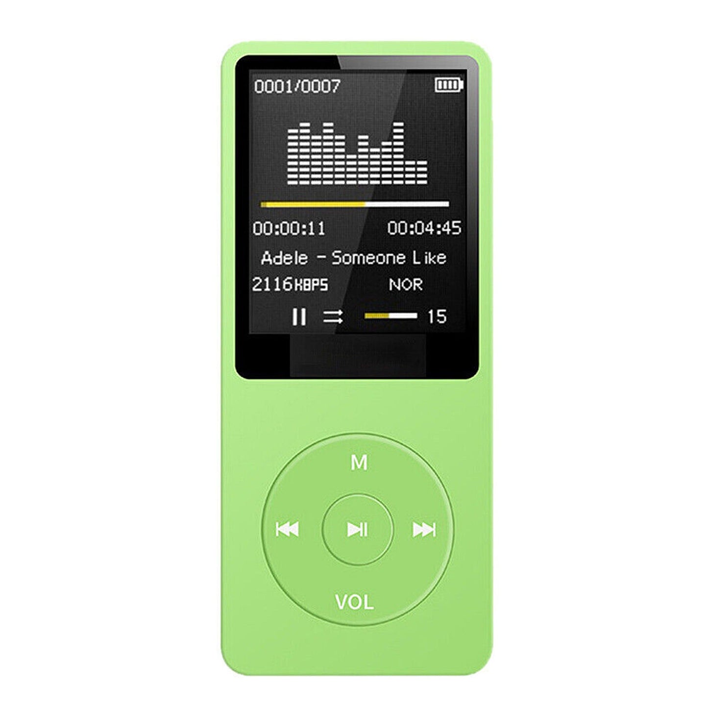 Portable MP3 Music Player with Rechargeable Battery and Audio Adapter