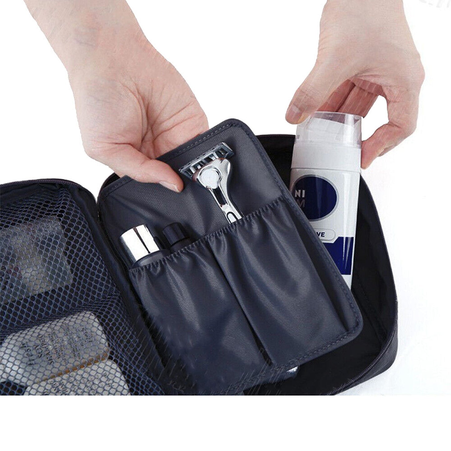 Small Travel Makeup Bag with Hanging Cosmetic Organizer Folding Toiletry Pouch