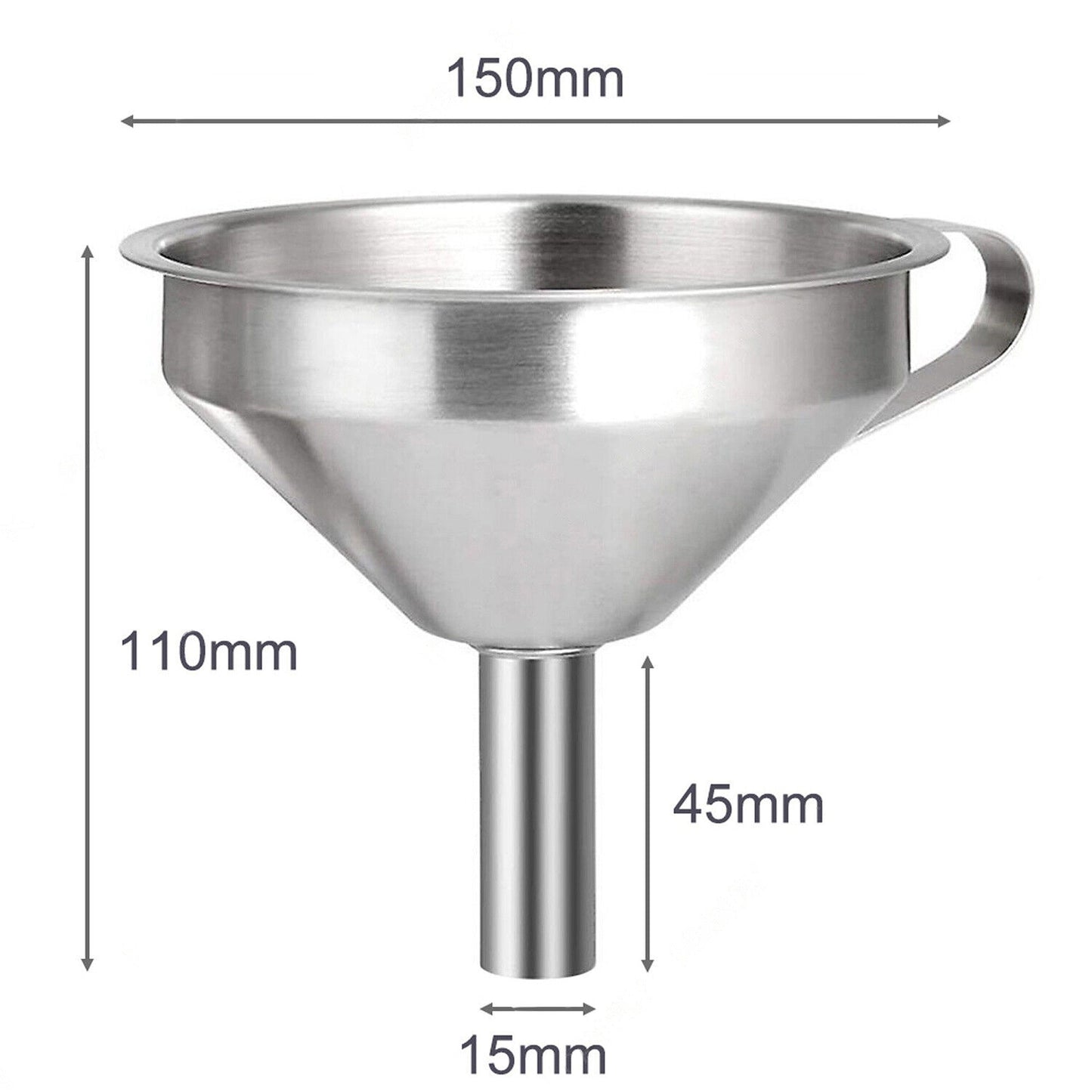 Kitchen Funnel with Detachable Filter Stainless Steel for Liquids and Oils