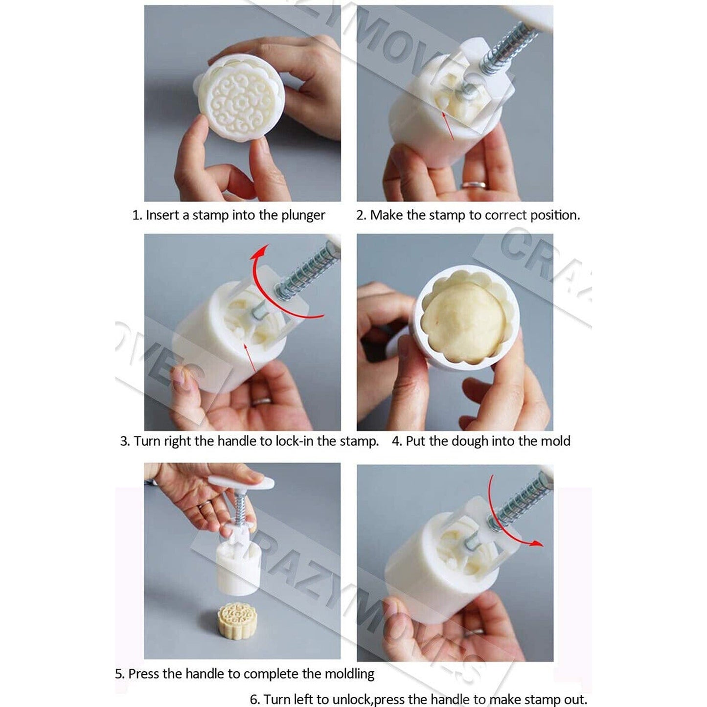 DIY Moon Cake Flower Stamps Mold Round Pastry Decor Cookies