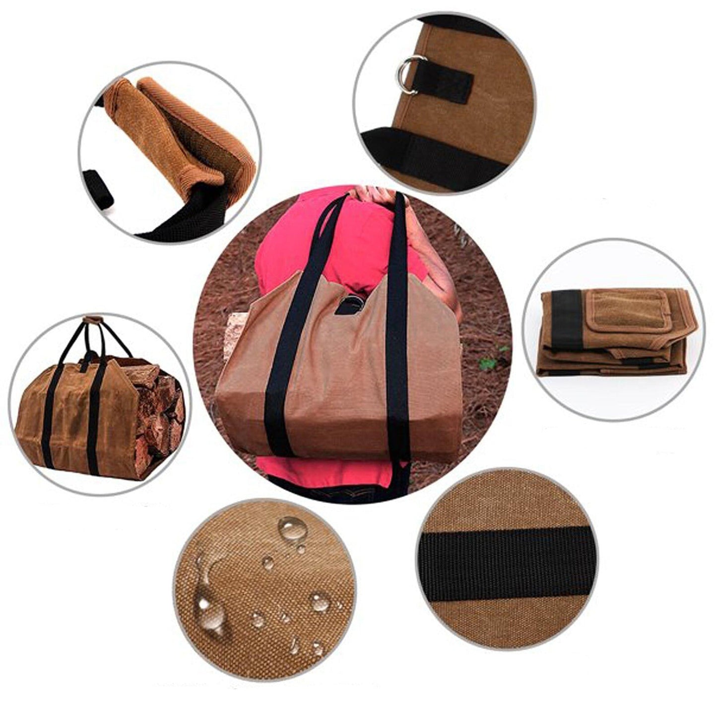 Canvas Wood Carrying Holder Multifunctional Firewood Carrier Bag