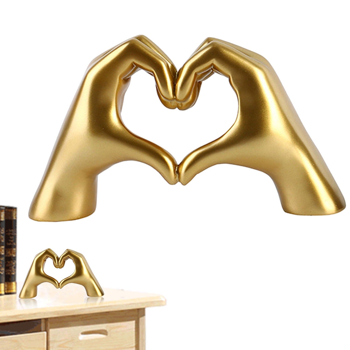 Nordic Style Resin Heart Gesture Hand Sculpture for Desktop Decor