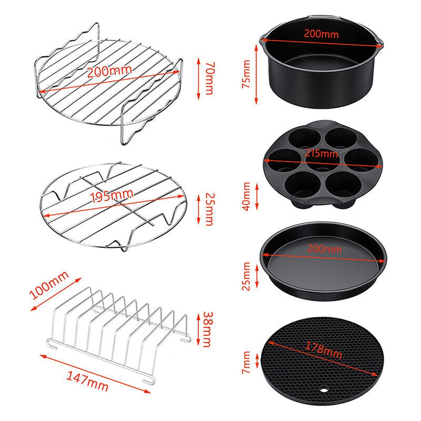 Frying Accessories for Air Fryer - Cage Pan Rack