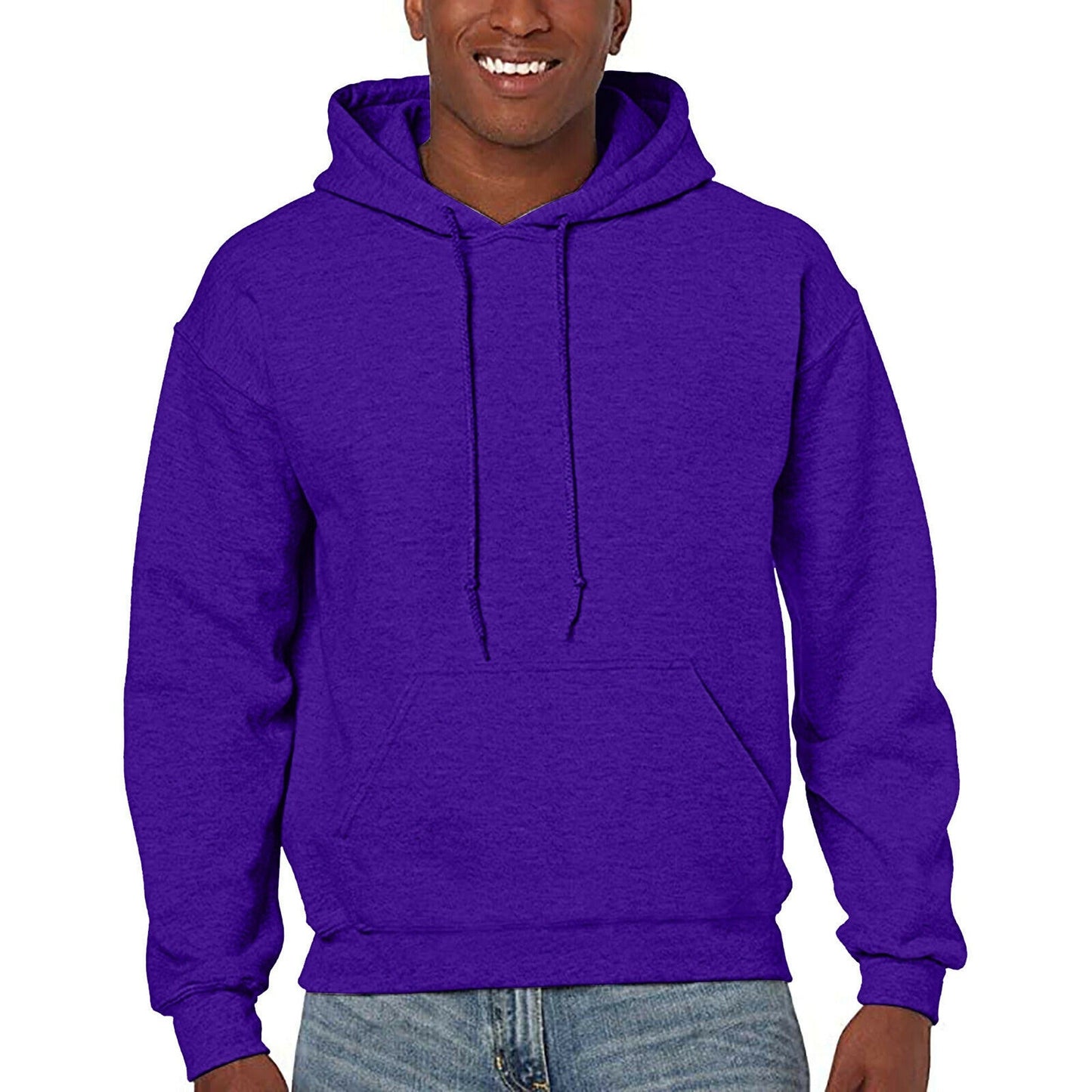 Purple Men Fleece Hooded Sweatshirt Gym Pullover Jumper