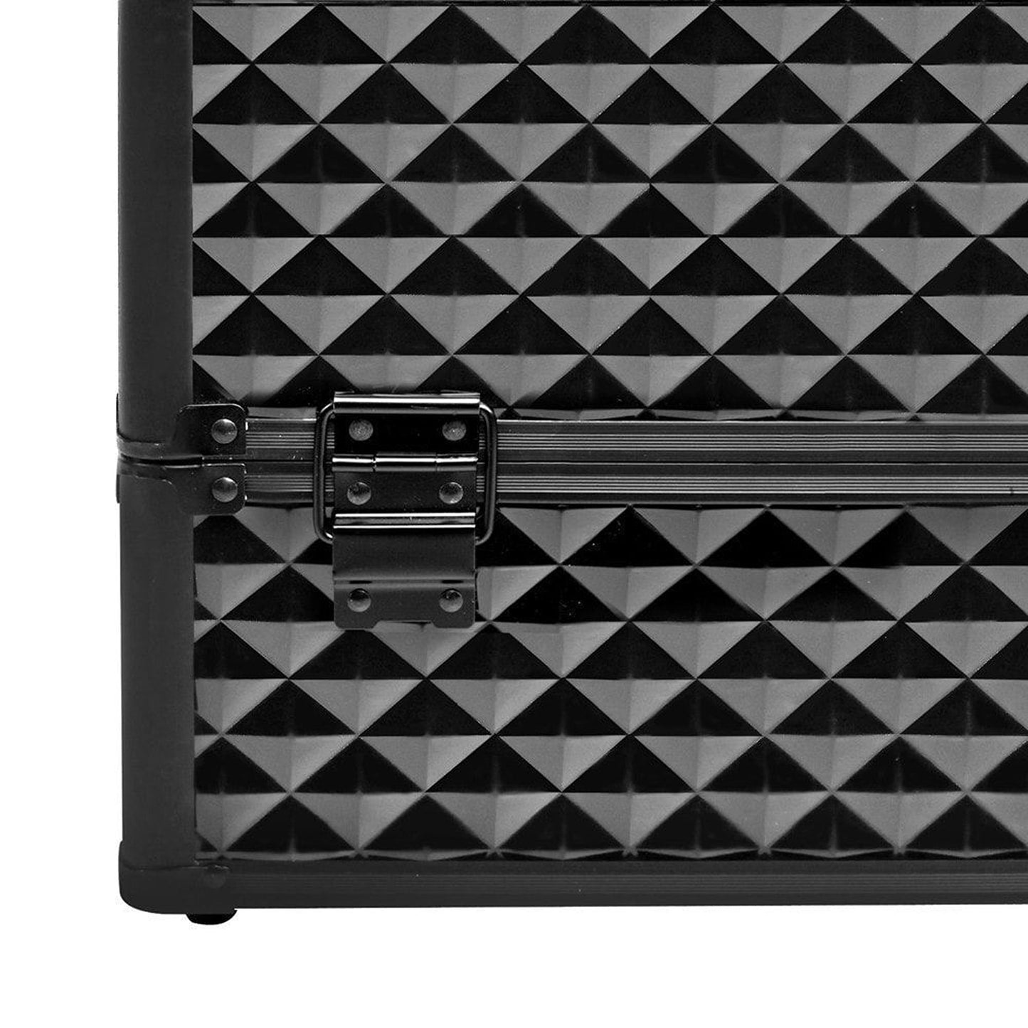 Portable Diamond Pattern Beauty Makeup Cosmetic Case with Carry Strap