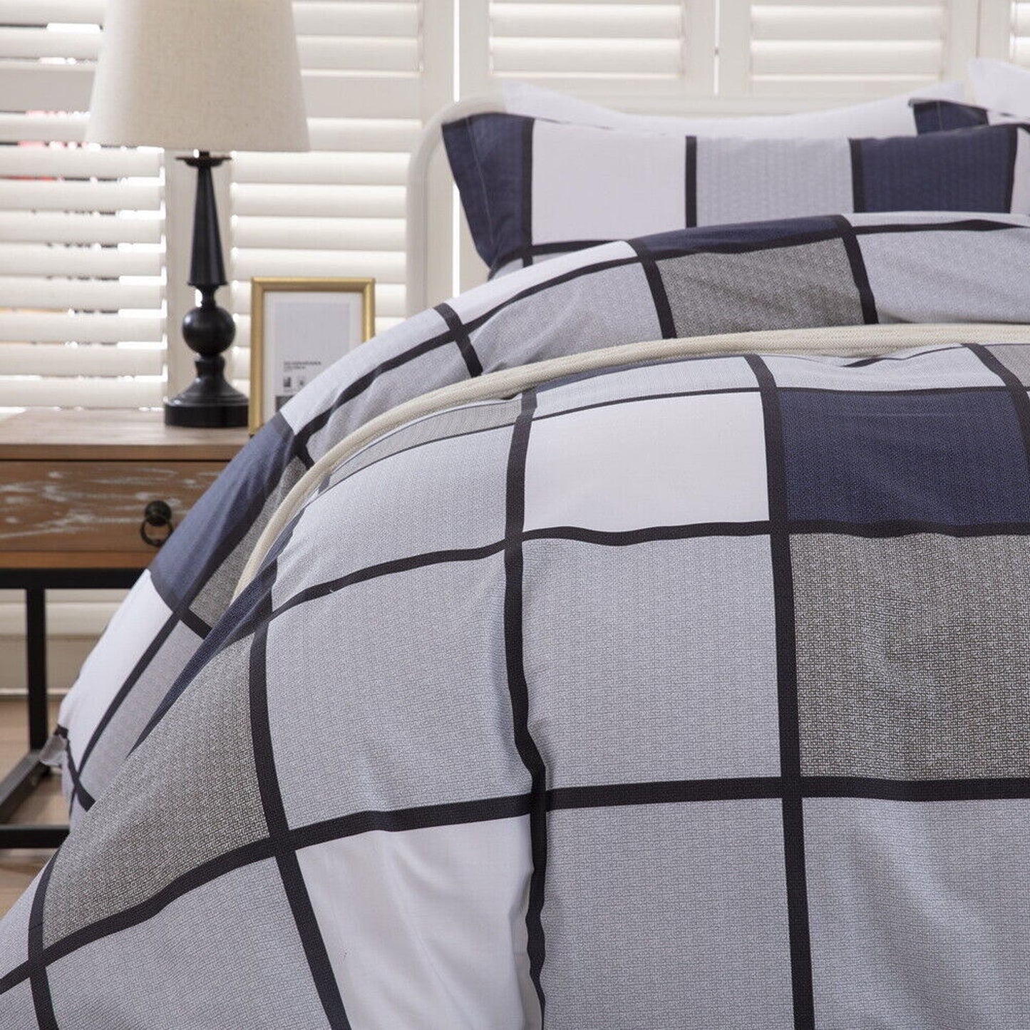 Cotton Bedding Set Checked Quilt Duvet Cover for All Bed Sizes