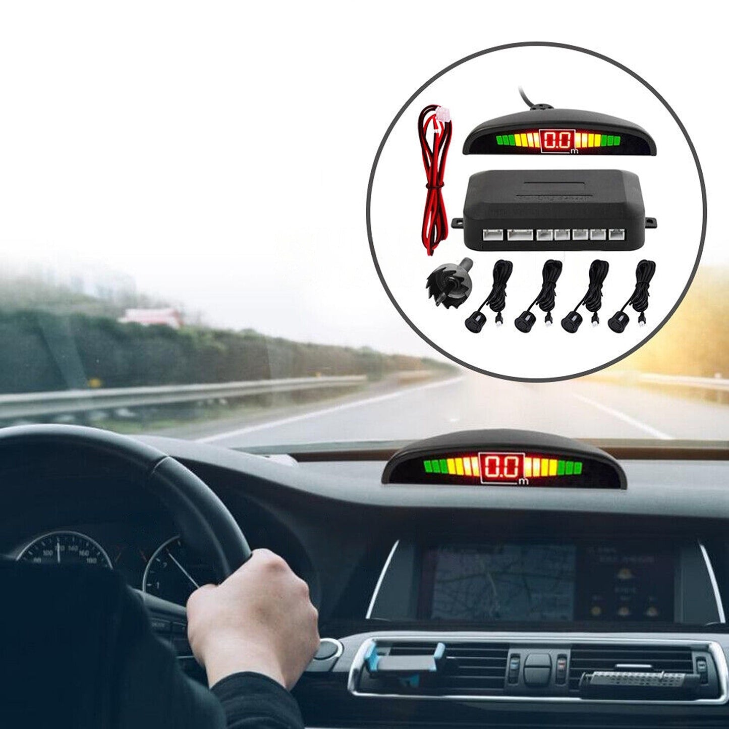 Vehicle Parking Sensor System with Reversing Radar 4 Sensor Buzzer Alarm
