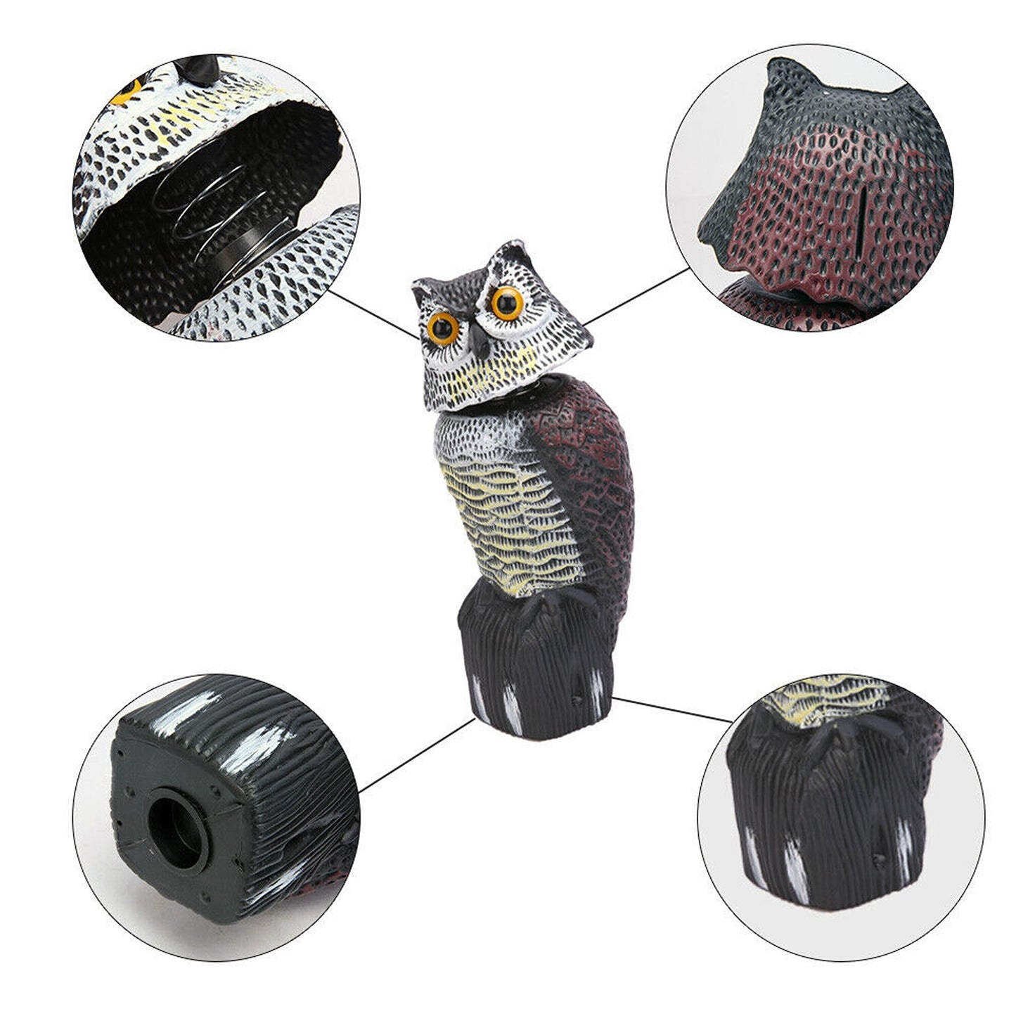 Owl Decoy Bird Repeller for Gardens Realistic Pigeon Deterrent