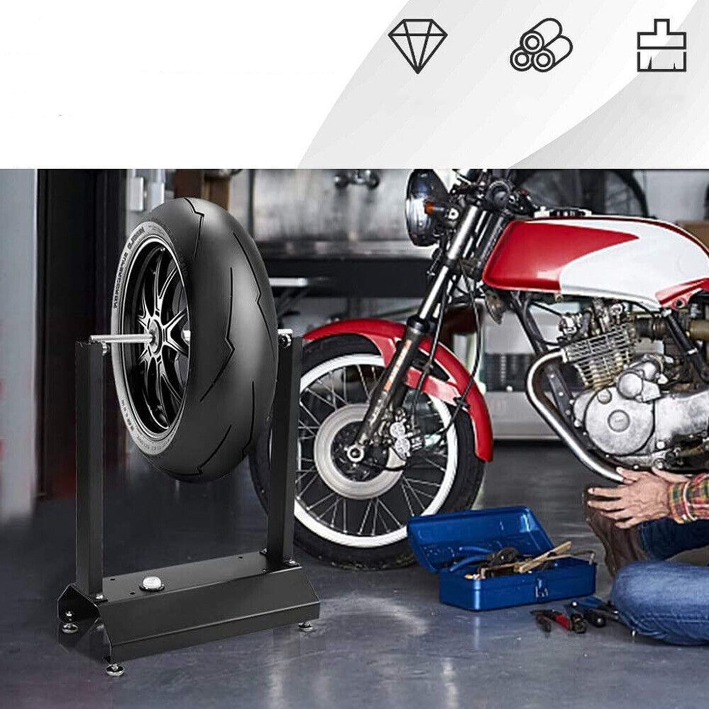 Balancing Stand for Motorcycle Wheels with Bubble Level