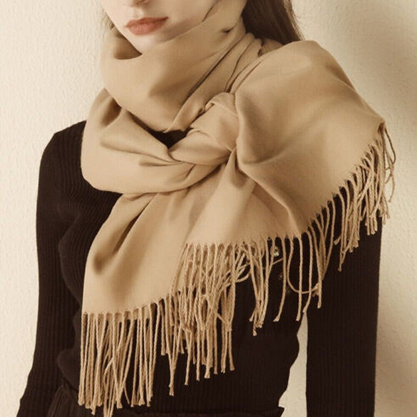Women Oversized Cashmere Pashmina for Winter Soft Head Wrap Cloak