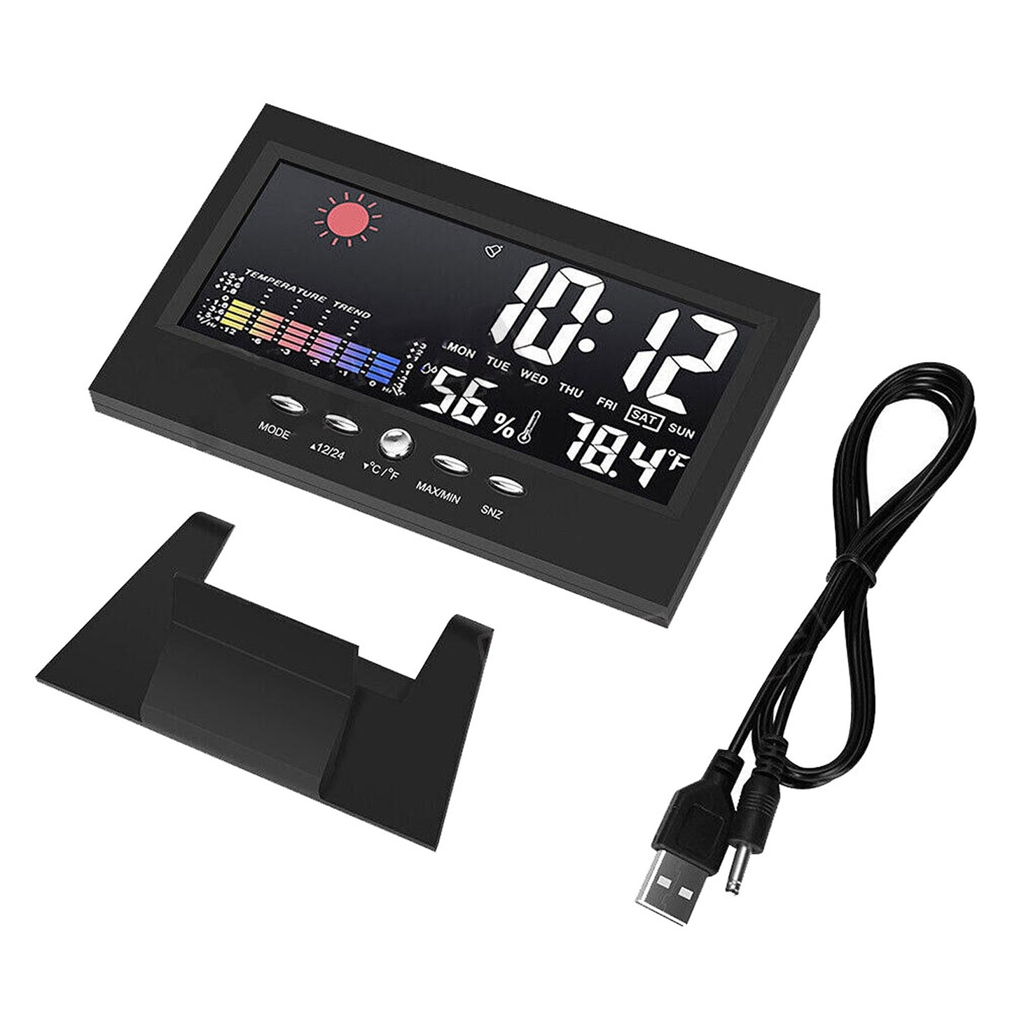Digital LED Clock with Desk Display Modern Temperature Alarm