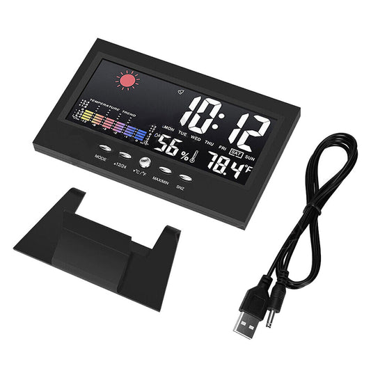 Digital LED Clock with Desk Display Modern Temperature Alarm