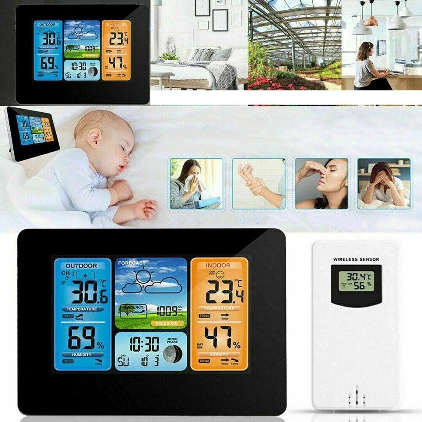 Wireless Indoor and Outdoor LCD Digital Weather Station with Clock and Calendar