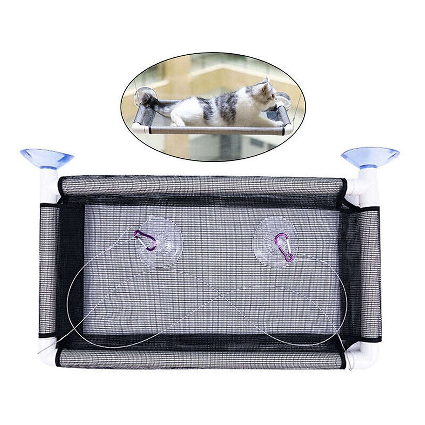 Cat Window Perch Hammock Strong Suction Up to 60lbs