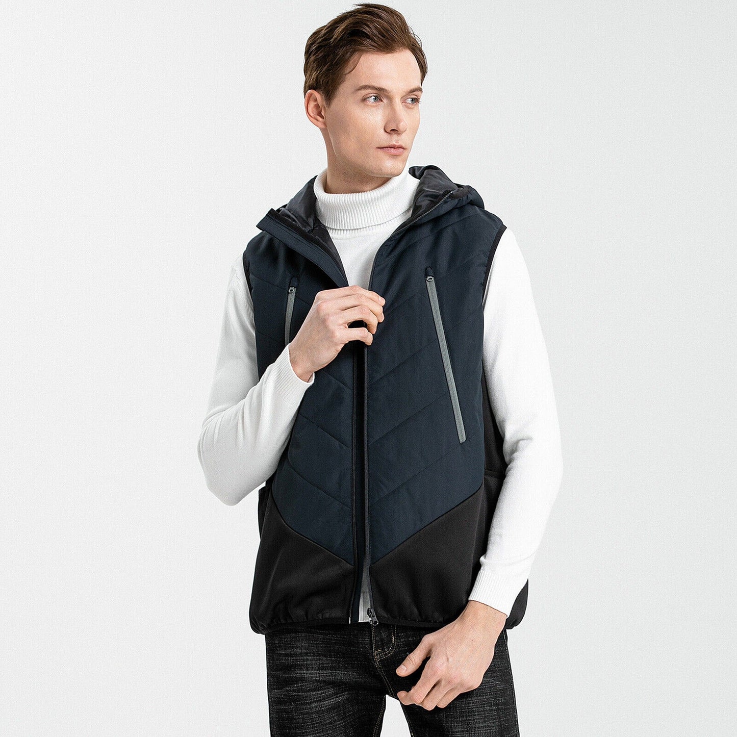 Active Vegan Puffer Vest Quilted Down-Free Stretchy Side Panel