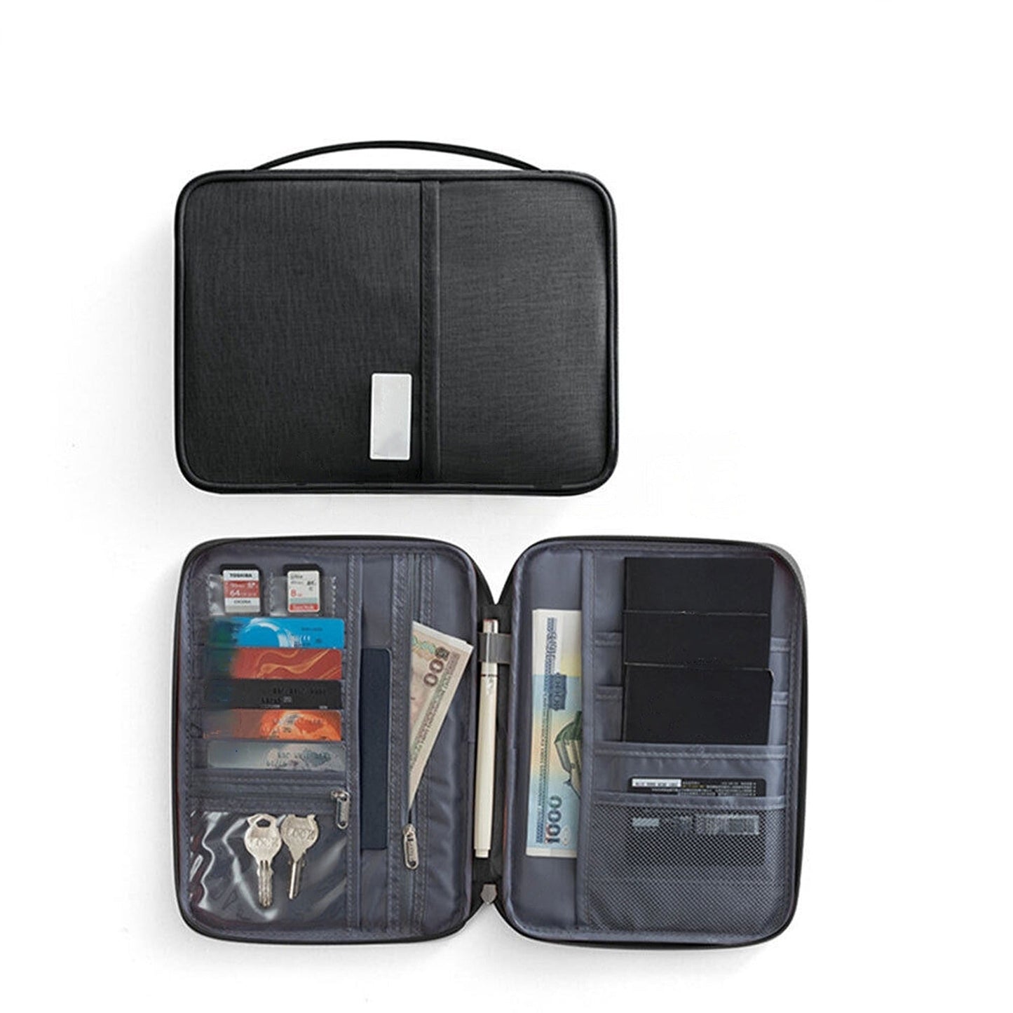 Black RFID Travel Passport Wallet Waterproof Document Holder