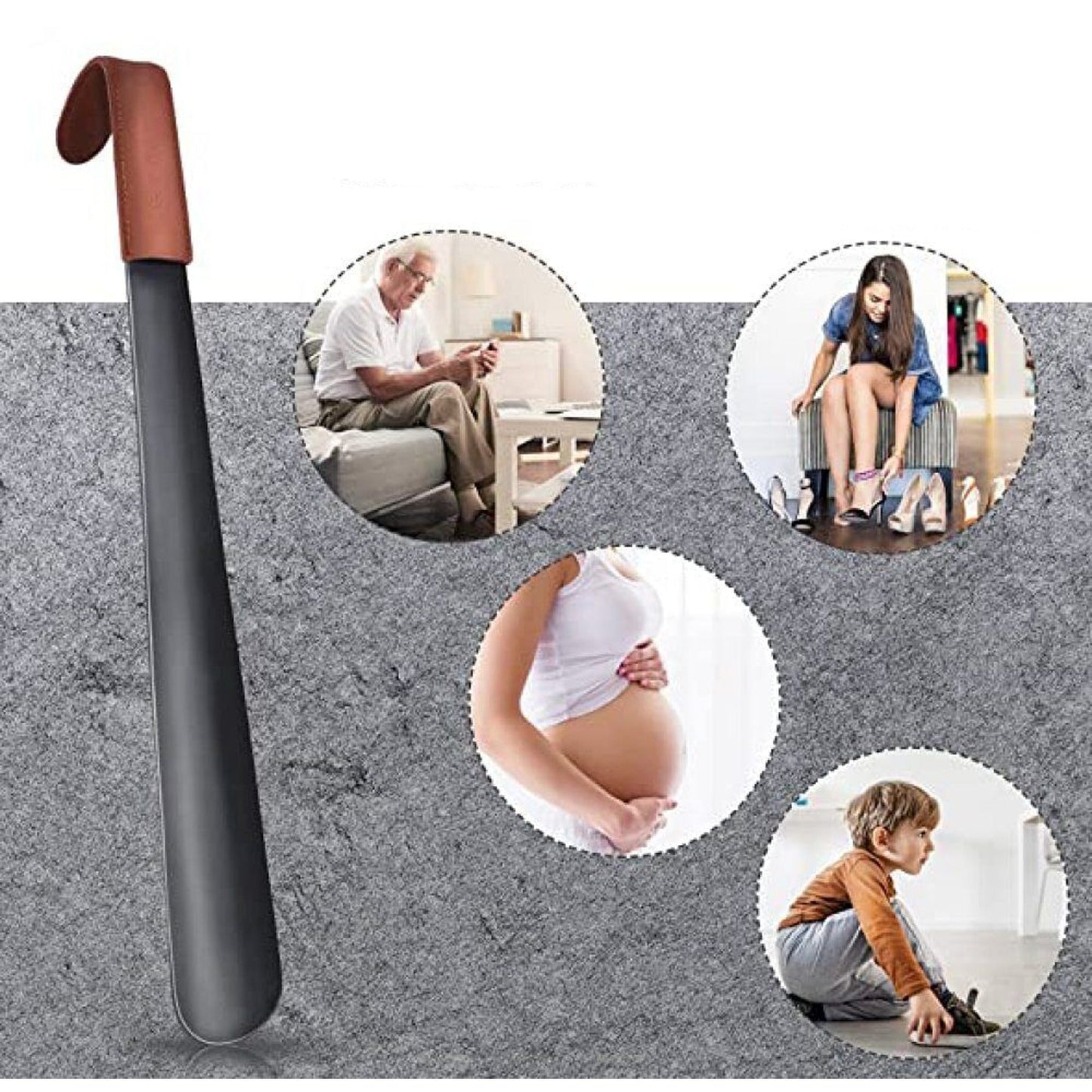 Easy Slip Long Handle Leather Shoe Horn Sturdy Helper