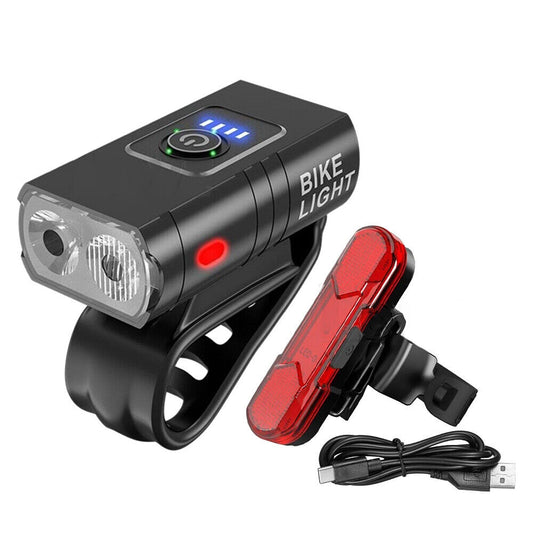 Bike Lights Front Rear LED Rechargeable Headlight Set