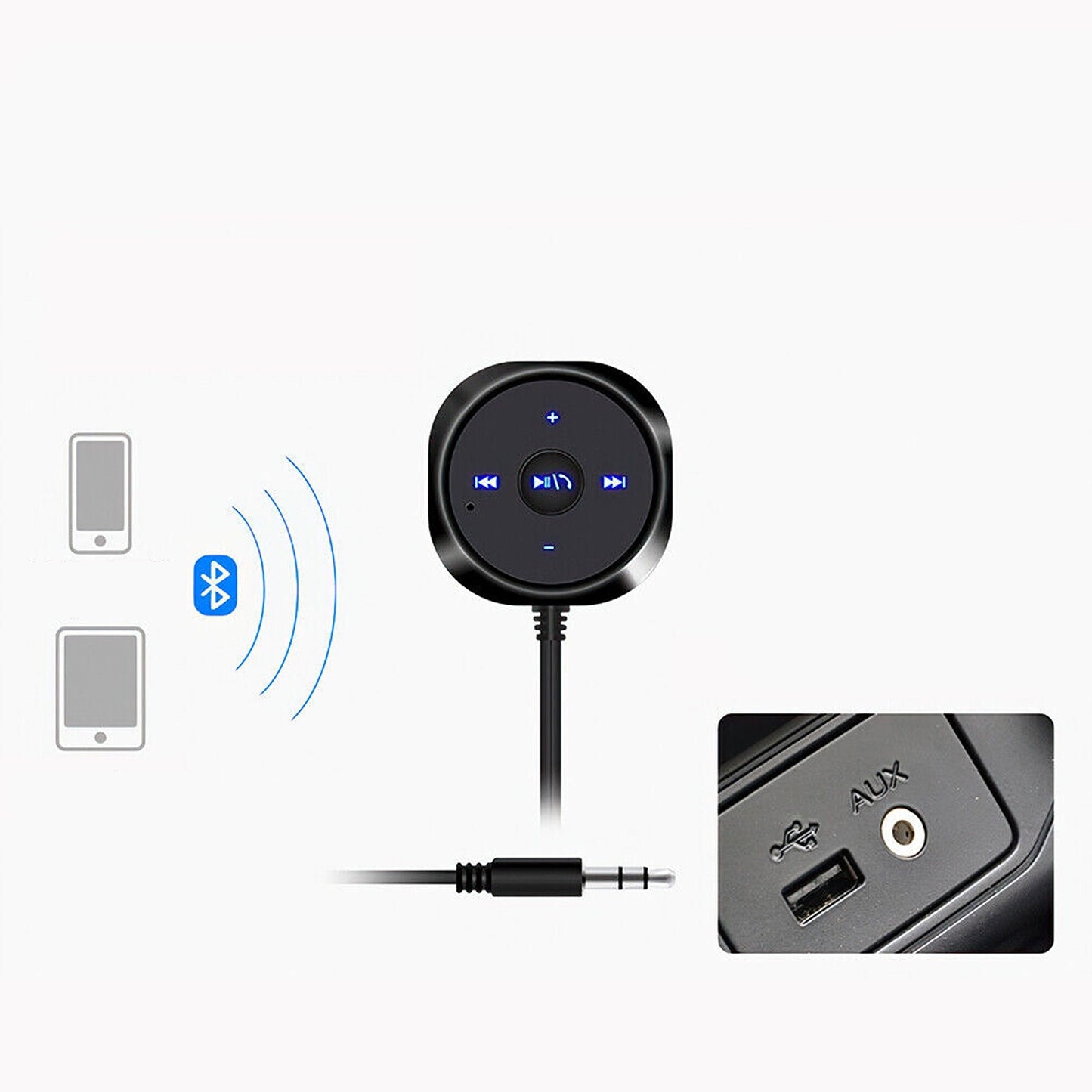 Bluetooth Audio Receiver with USB Charger for Car MP3 Player AUX Adapter
