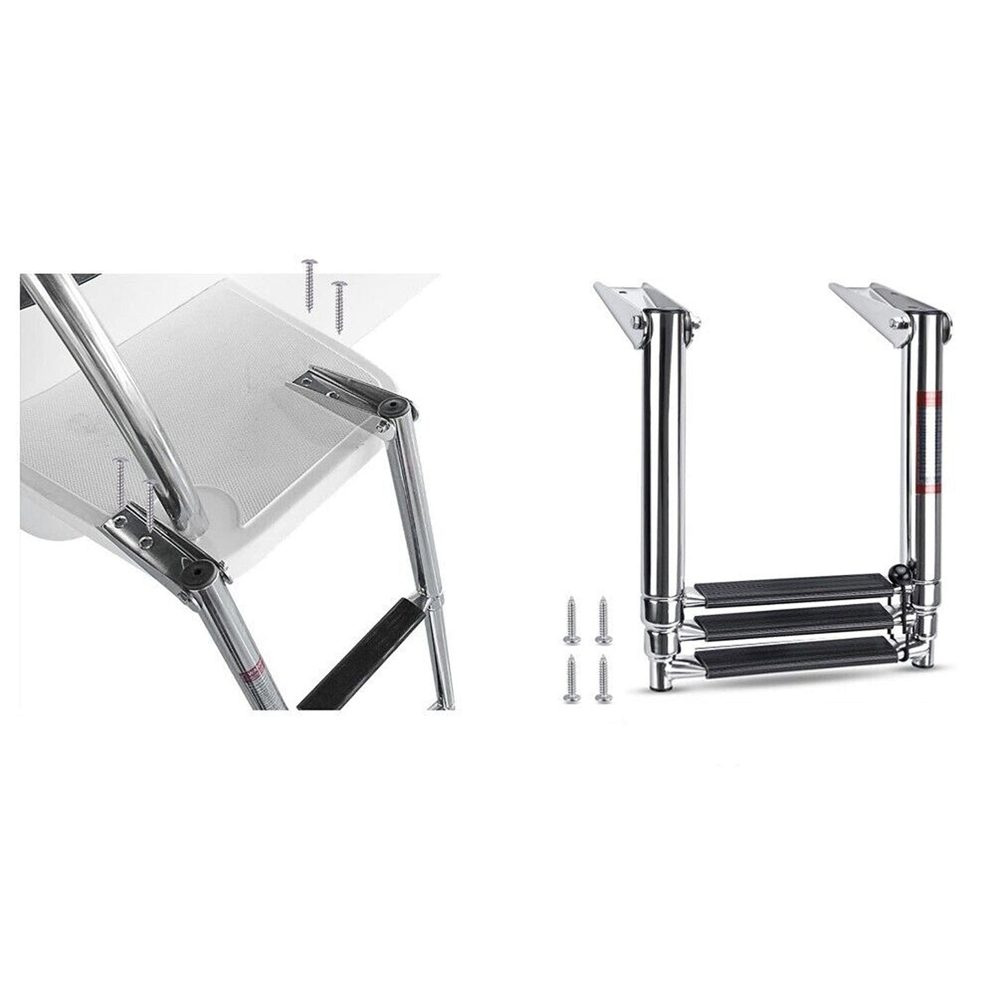 Telescoping Boat Ladder 2-Step Stainless Steel Folding Ladder for Marine Use