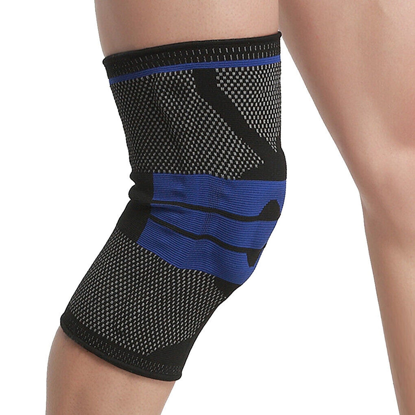 Black Sports Knee Brace Compression Sleeve Silicone Support