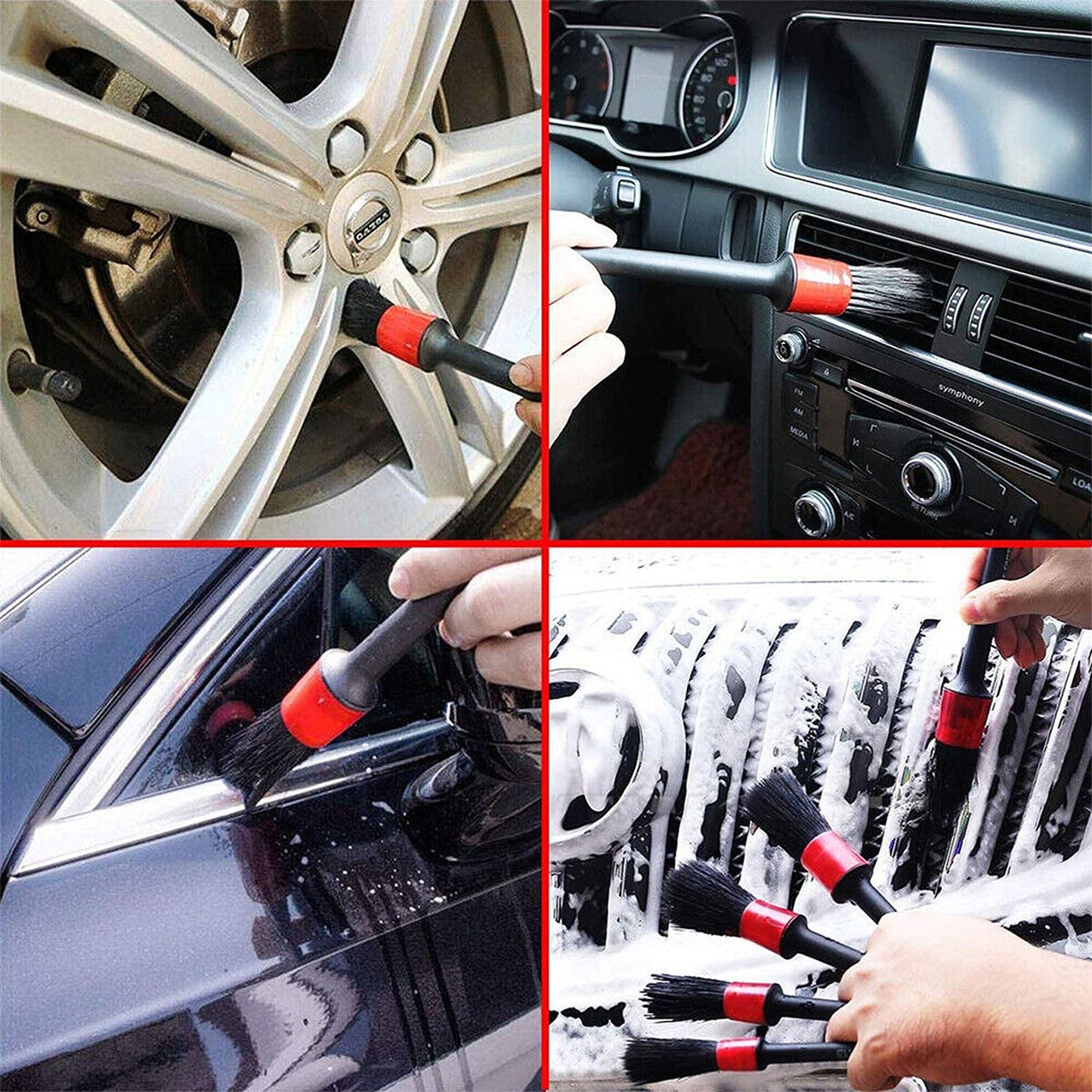 5pcs Detail Cleaning Brush Auto Dashboard Wheels Tire Dust Cleaner