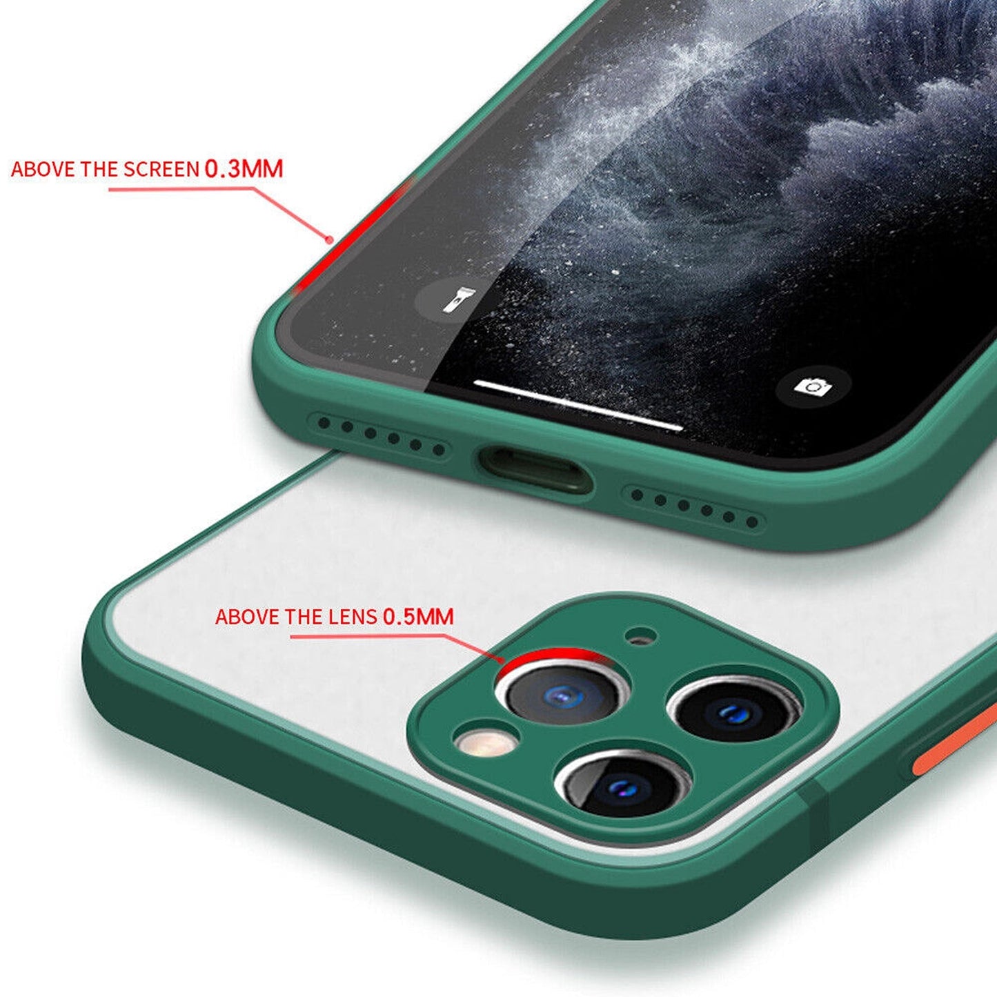 Dark Green Bumper Case Cover Clear Silicone Matte For iPhone 11 Pro Max XS XR 7 8