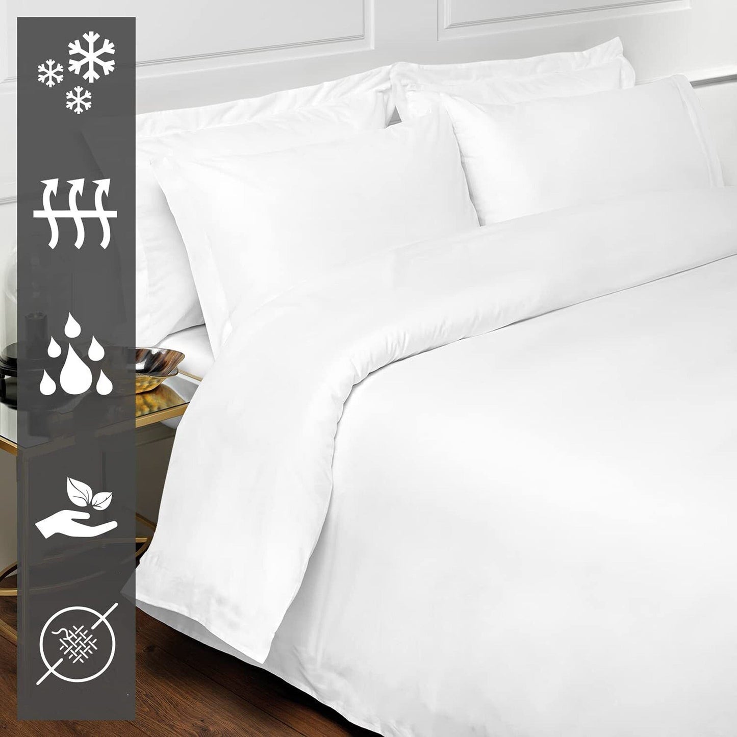 White Ultra Soft Egyptian Cotton Duvet Quilt Cover Set with Pillowcases