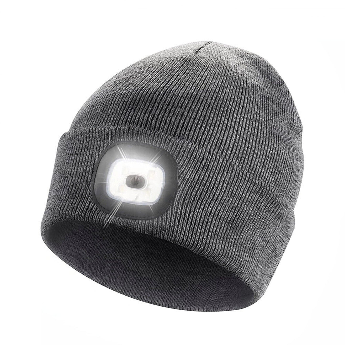 USB Rechargeable Men Women Warm LED Light Knitted Beanie Hat