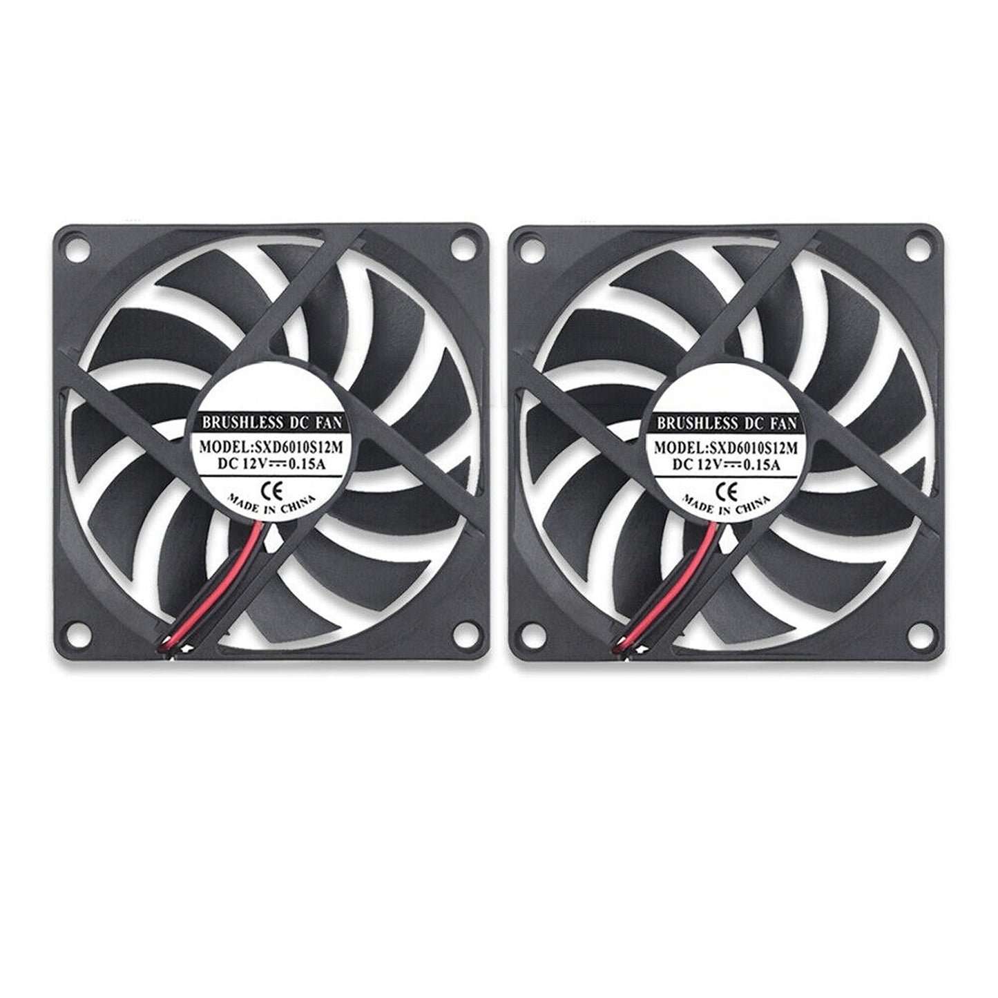 2pcs Silent Brushless PC Case Cooling Fans Black 12V