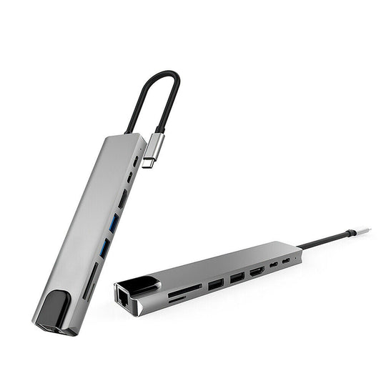 8 in 1 USB-C Hub Type-C Multiport Adapter with 4K HDMI for MacBook Pro