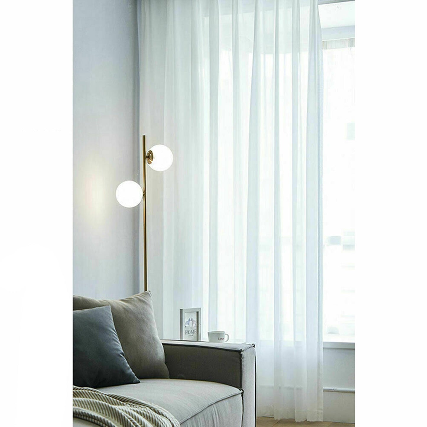 White Rod Pocket 2 Panel Sheer Curtains Window Sheer Voile Bedroom