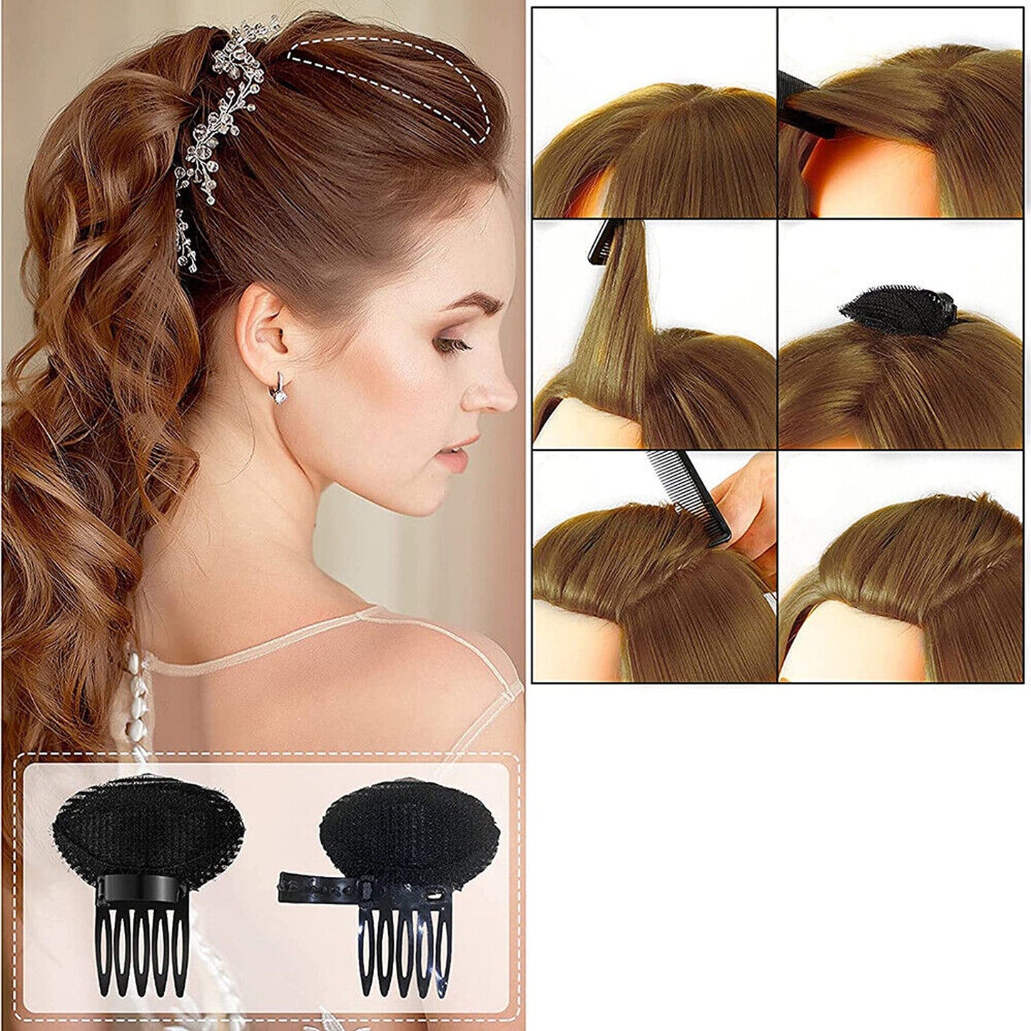 2pcs Hair Volumizing Fluffy Puff Sponge Pad for Hairstyling