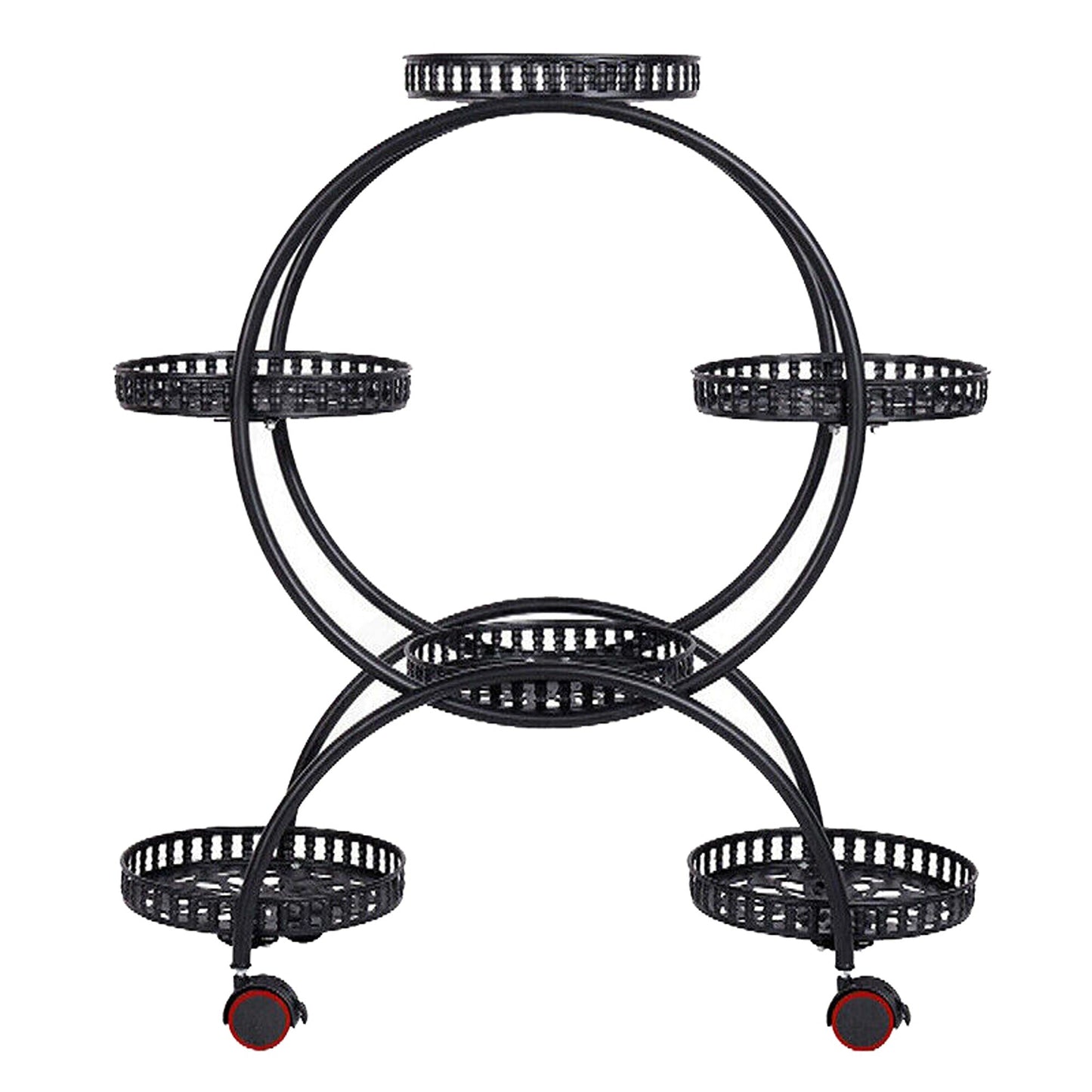 Mobile Balcony Plant Stand with 4 Wheels - 6 Pots