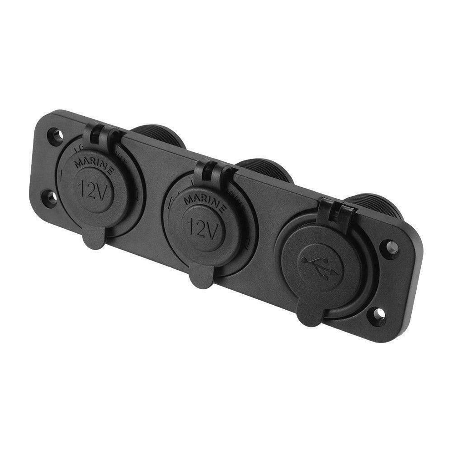 Dual USB Charger and Power Socket Panel for Car Boat with Voltmeter Outlet