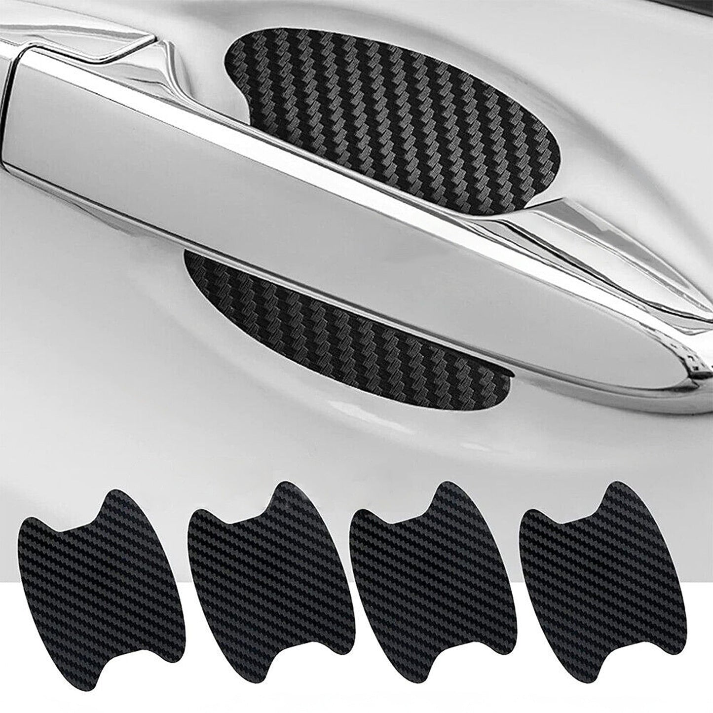 8pcs 3D Carbon Fiber Car Door Handle Scratch Protector Stickers