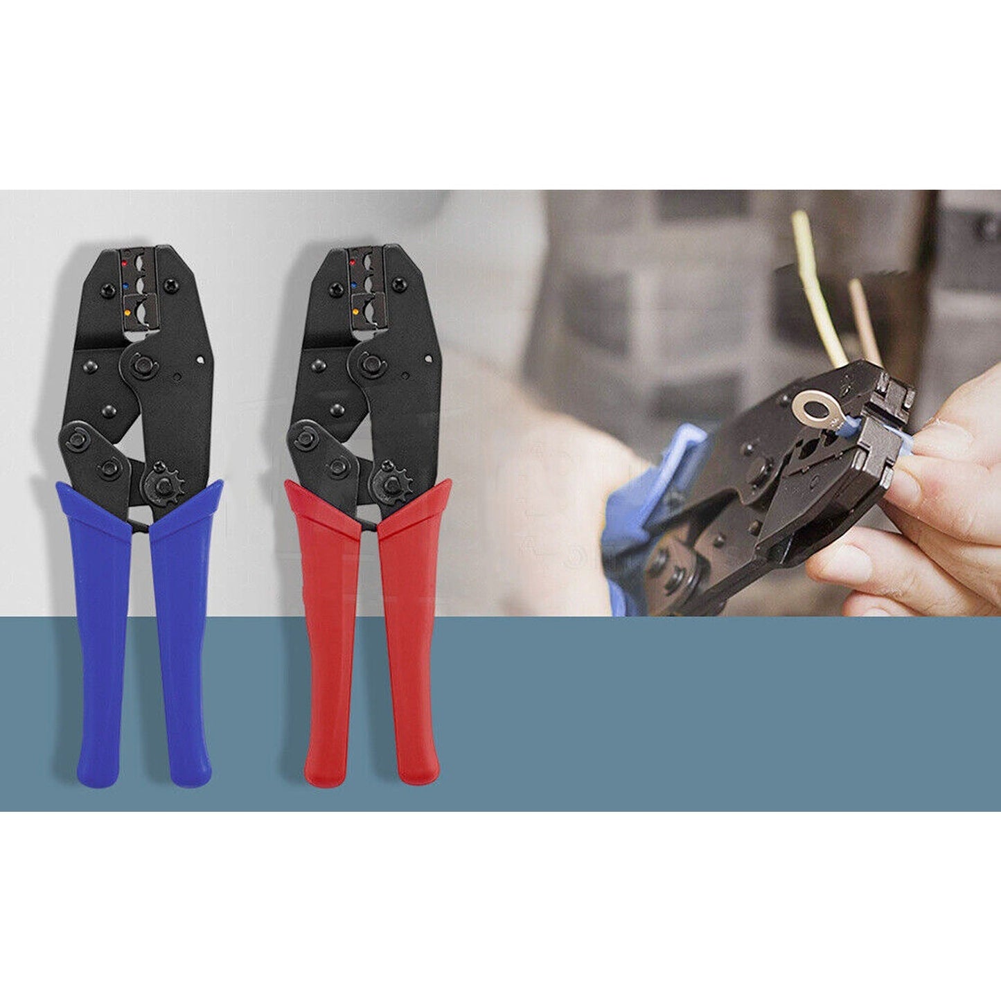 Ratcheting Wire Terminal Crimping Tool for Insulated Cable Connections