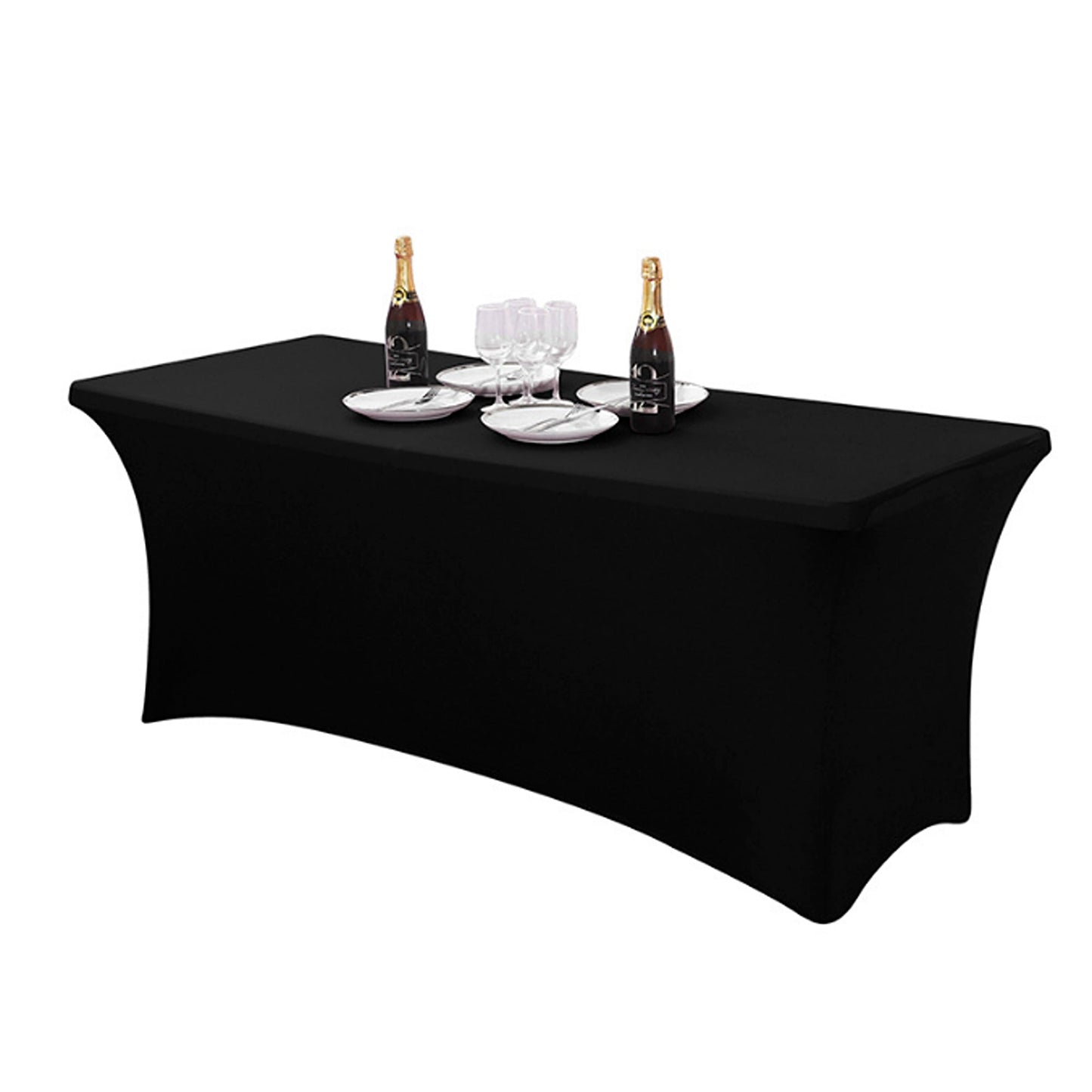 Black Stretch Spandex Tablecloth Rectangle Table Cover for Events