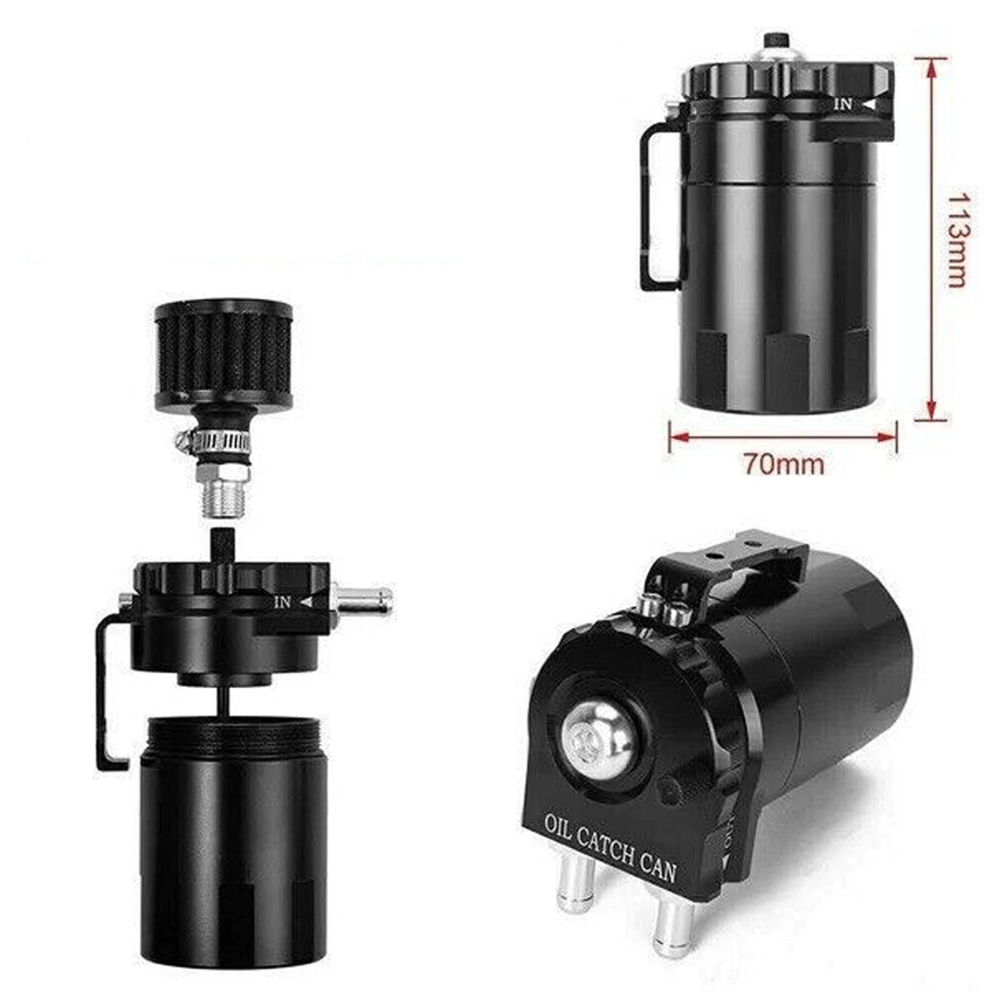 Universal Oil Catch Can with Filter for Petrol Diesel Engines