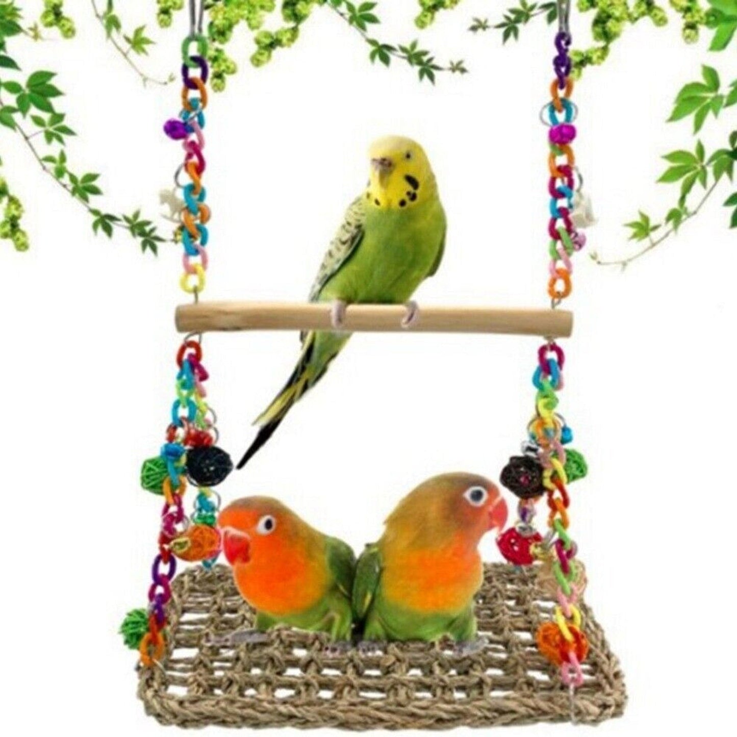 Hanging Bird Climbing Net and Swing Parrot Perch Toy Hammock