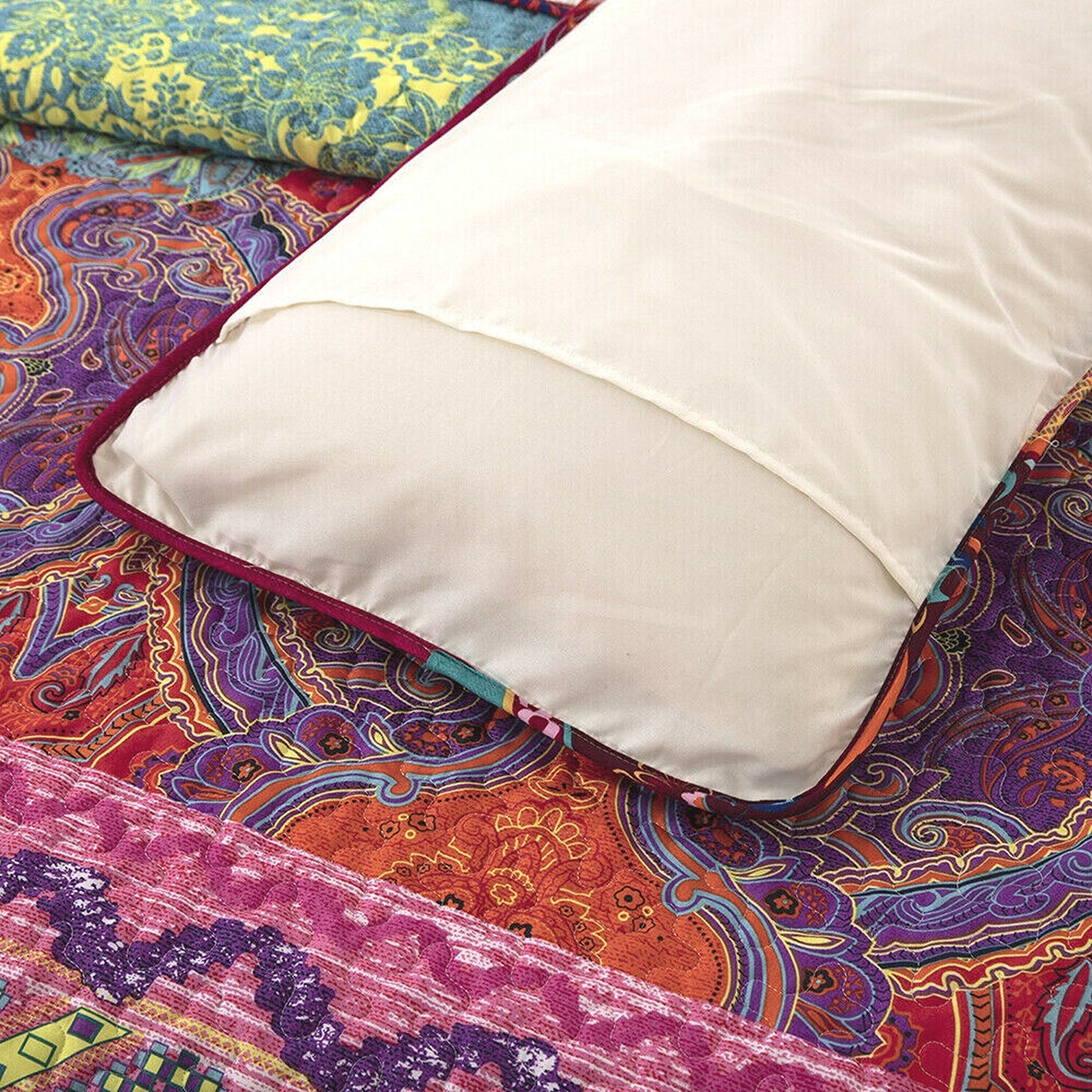 Bohemian Style Quilted Bedspread Queen King Size Coverlet Comforter Bedding